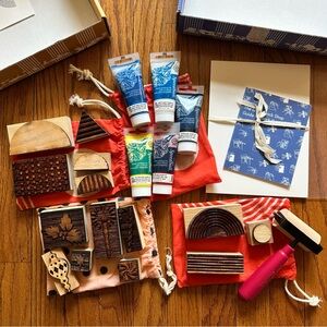 BLOCK SHOP Block Printing Kit, Holiday Bonus Set and Geometric Bonus Set #1